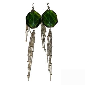 Vintage Earrings Made From Chandelier (Green Faceted Crystals) Lot 5